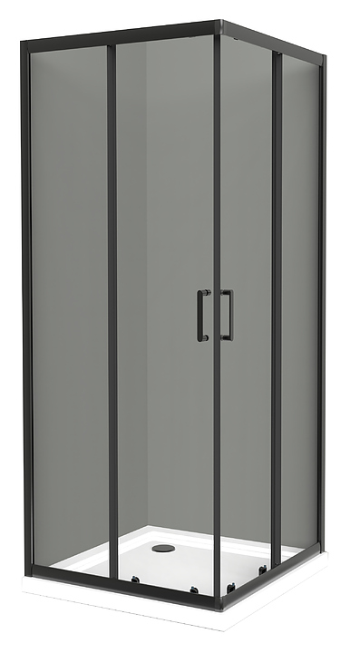 Уголок душевой BelBagno UNO-195-A-2-100-C-NERO 100x100x195 см, стекло прозрачное