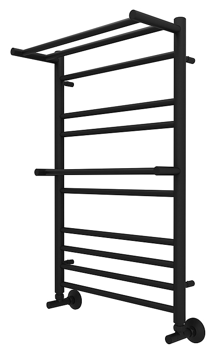 Полотенцесушитель водяной Aquatek Альфа П10 50х80 см, с полкой, черный муар