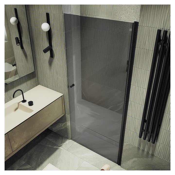 Дверь душевая MaybahGlass MGD-806-6 80х198 см, распашная, на монопетле, графит, черный