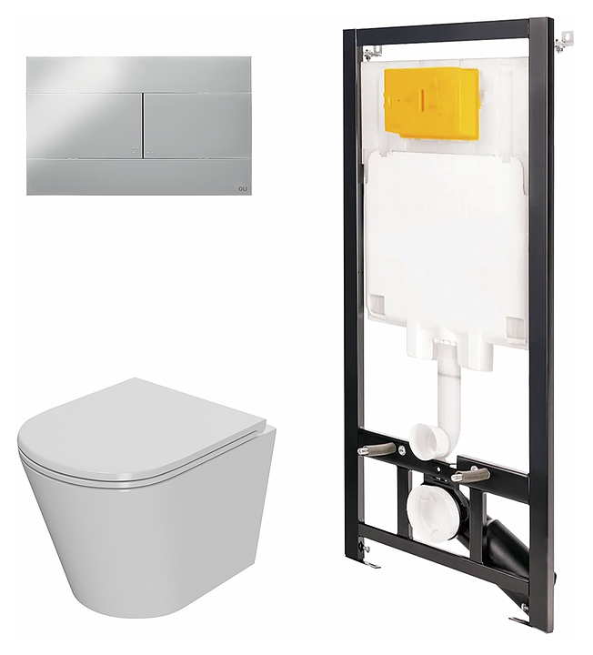 Унитаз подвесной с инсталляцией и панелью смыва OLI 80 ECO 886914SIOO+PN41061