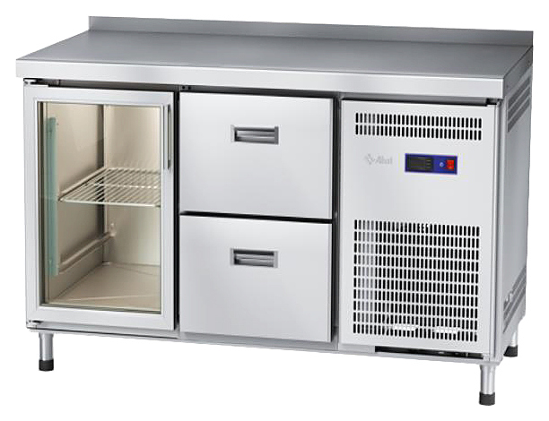 Стол морозильный Abat СХН-70-01 (2 ящика, дверь-стекло, борт)