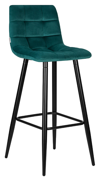 Стул барный DOBRIN 8078-LML NICOLE (велюр цвета морской волны, черные матовые матовые ножки)