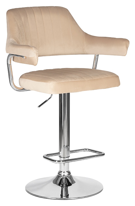 Стул барный DOBRIN 5019-LM CHARLY (бежевый велюр, хром)