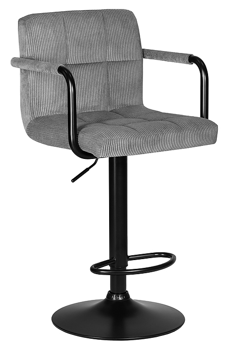 Стул барный DOBRIN 2041-25 KRUGER ARM BLACK (серый вельвет, черный)