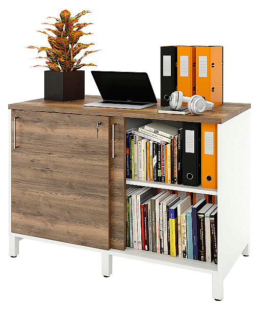 Локер ZAMM 2 полки МК 600 120х60х83,7 см фасад дуб Галифакс олово, корпус белый