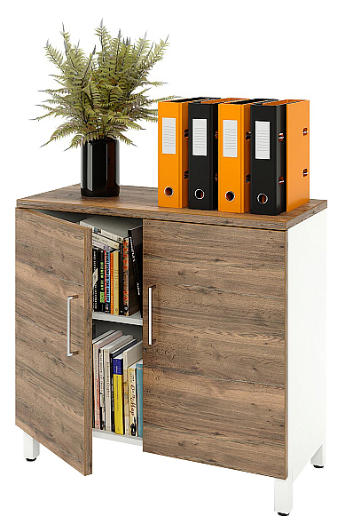 Шкаф для документов ZAMM 2 полки, 2 двери МК 414 90х41,4х83,7 см фасад дуб Галифакс олово, корпус белый