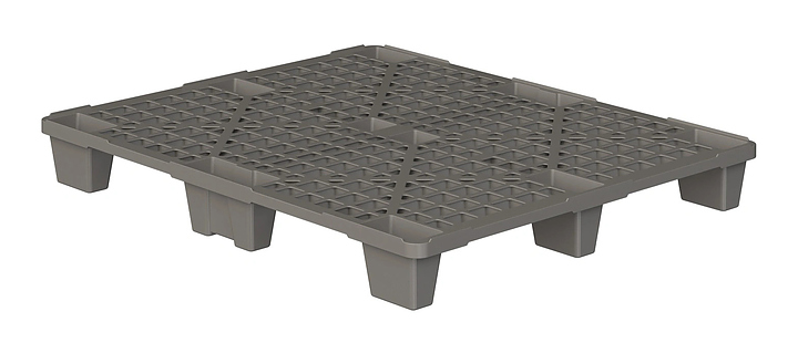Паллет iPlast 1200x1000x135 мм перфорированный на ножках, с бортиком, серый