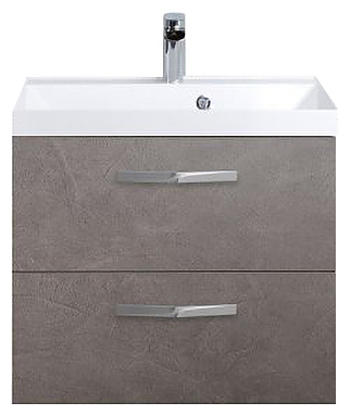 Тумба с раковиной BelBagno AURORA-600-2C-SO-PG + BB600/450-LV-MR-AST + 8.1135.192160.0270OP серый камень, ручки белые матовые