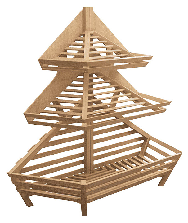 Стеллаж для хлеба торцевой трапециевидный Евромаркет В004 L=2000, H=1700, G=1200 с выдвижным накопителем