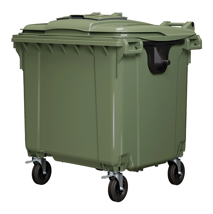 Контейнер для мусора iPlast 22.C19.W 1100 л с мини-крышкой, зеленый