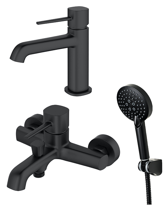 Комплект смесителей с душевым гарнитуром ORANGE Karl M05-311b черный матовый