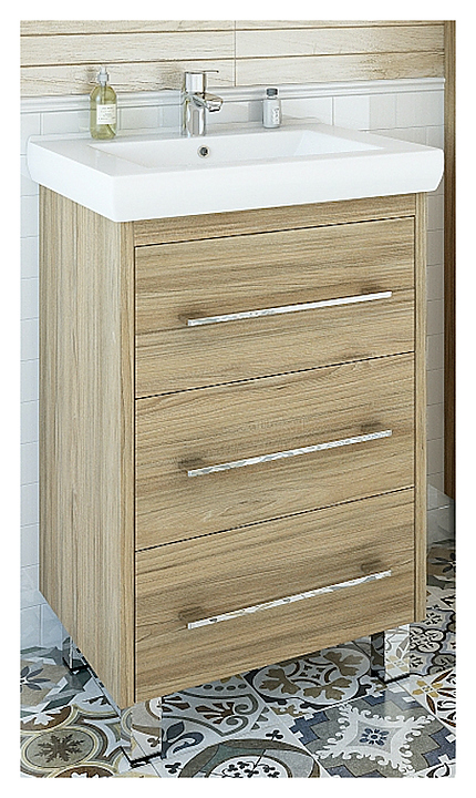 Тумба с раковиной Sanflor Ларго 60 см напольная, вяз швейцарский