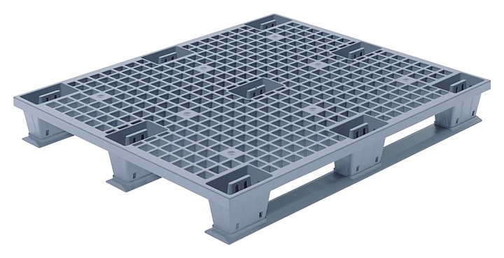 Паллет ТАРА.РУ TR 1210 LPS 1200х1000х150 мм (перфорированный на 3 полозьях) серый