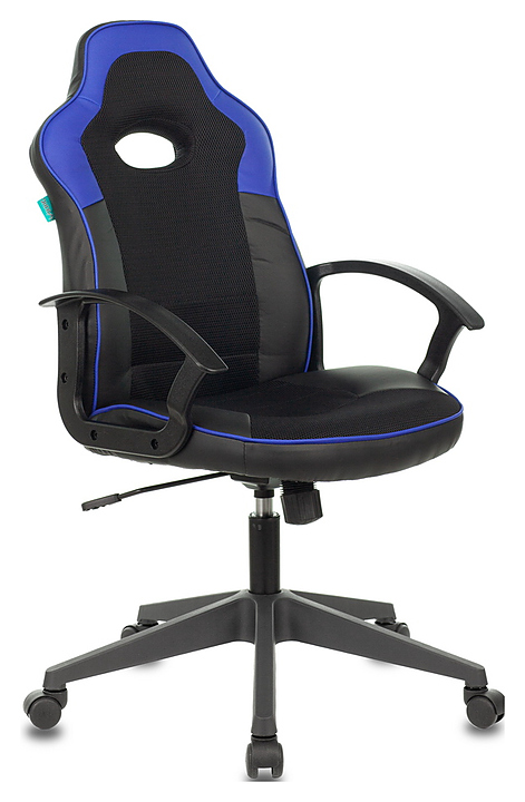 Кресло игровое Бюрократ VIKING-11/BL-BLUE черный/синий искусст.кожа/ткань