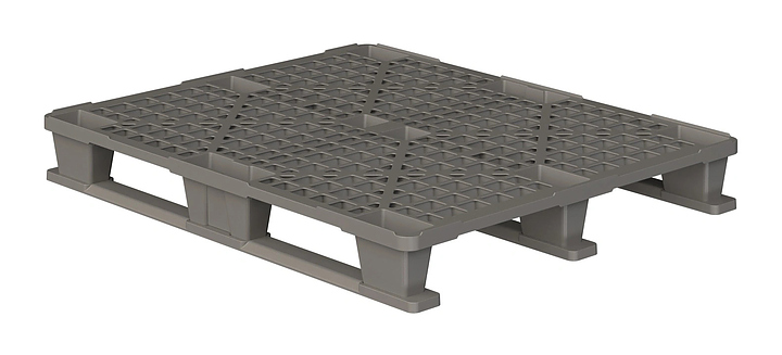 Паллет iPlast 1200x1000x145 мм перфорированный, на 3 полозьях, с бортиком, серый