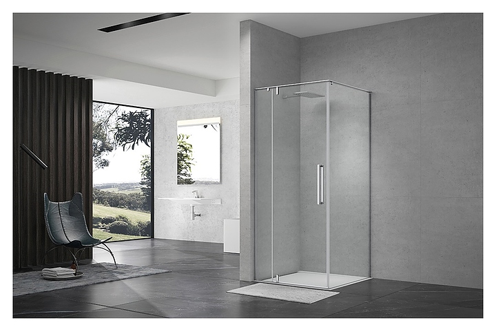 Уголок душевой Terminus Альба 3EW90х90C 90х90х220 см, прозрачное стекло, профиль хром