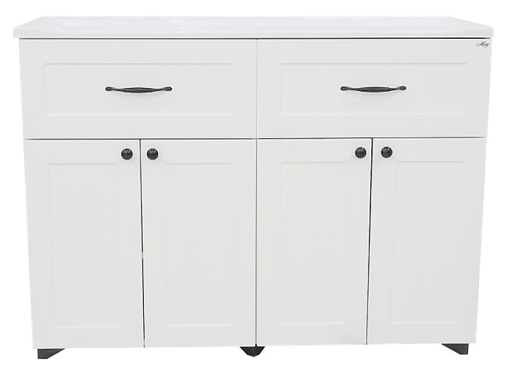 Тумба под раковину Misty Дуэт-120 119,5х82 см, с 2 ящиками, белая матовая