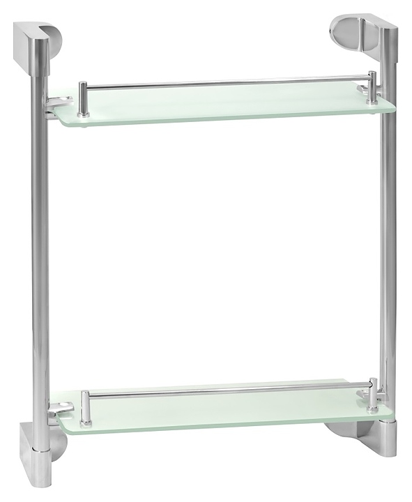 Полка Puff Solinne B-82711-2 Mirror 2-ярусная (силумин / стекло матовое) хром / сатин