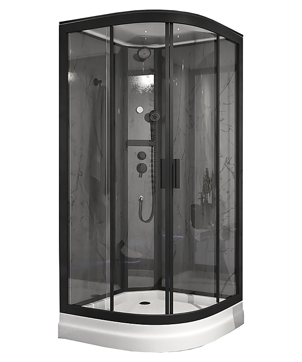 Кабина душевая TIMO Premium ILMA 909 Black 90х90х225 см