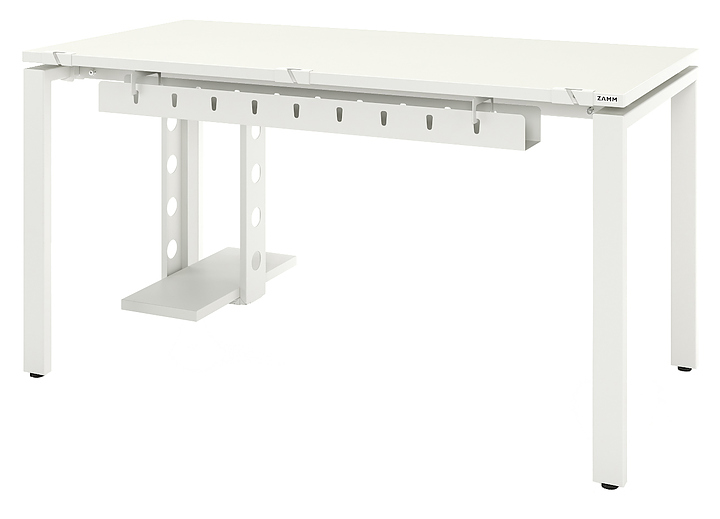 Стол офисный прямой ZAMM Формат 60х30 ТР с пропусками, кабель-каналом и подвесом системного блока 1200х800, белый