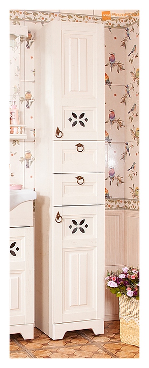 Шкаф-пенал БРИКЛАЕР Кантри 35х200 см с бельевой корзиной, бежевый дуб прованс