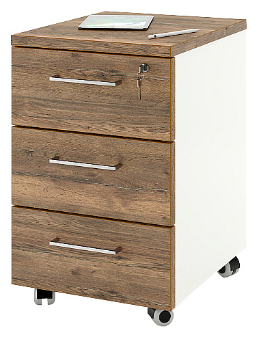 Тумба мобильная ZAMM 3 ящика 41х50х61,3 см фасад дуб Галифакс олово, корпус белый