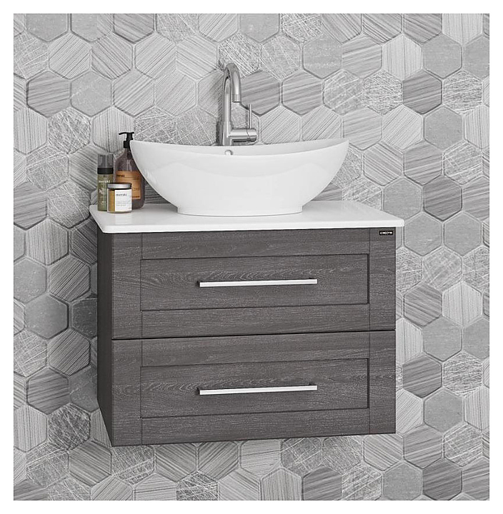 Тумба под раковину СаНта Венера 70 см со столешницей, дуб шале графит