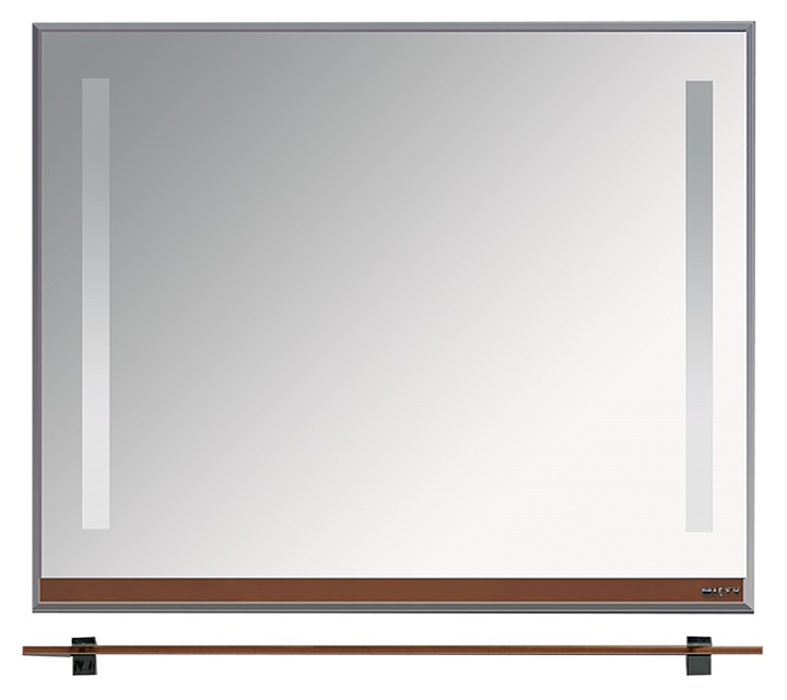 Зеркало Misty Джулия-105 103х80 см с полочкой 12 мм, подсветкой и функцией анти-пар, коричневое