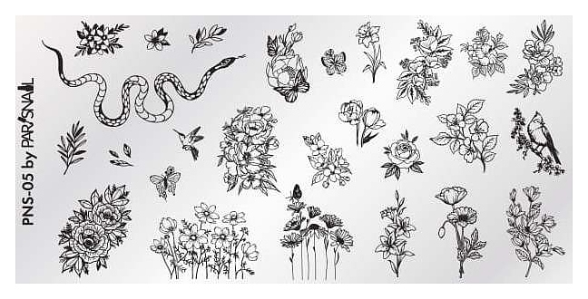 Пластина для стемпинга ParisNail PNS-05 (120х60 мм)