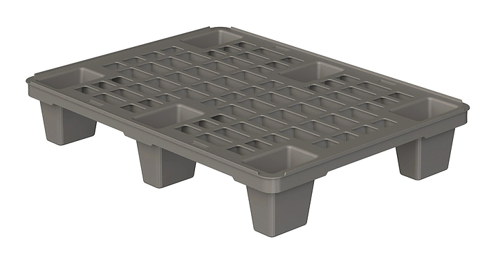 Паллет iPlast 800x600x140 мм перфорированный на ножках, с бортиком, серый