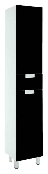 Шкаф-пенал Bellezza Пегас 35 L с бельевой корзиной, левый, черный