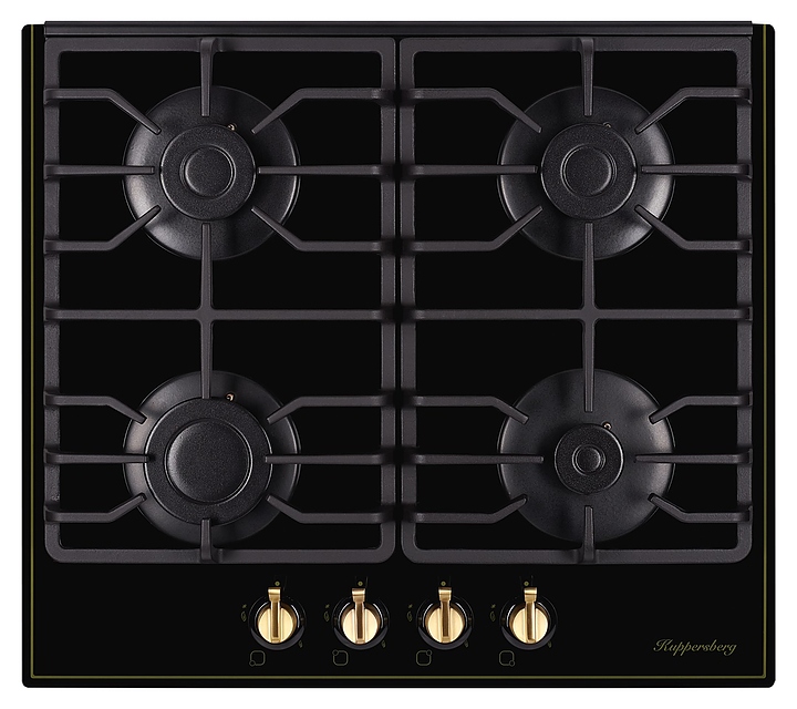 Варочная панель Kuppersberg FQ 601 B газовая, черная с фурнитурой под бронзу