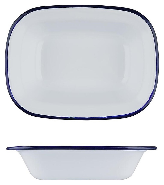 Блюдо сервировочное Sunnex CEP9081 Blue Rim 1000 мл 24,7х18,5 см h=6 см (эмалированная сталь) прямоугольное