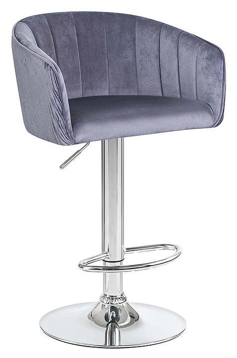 Стул барный DOBRIN 5025-LM DARCY (серый велюр, хром)