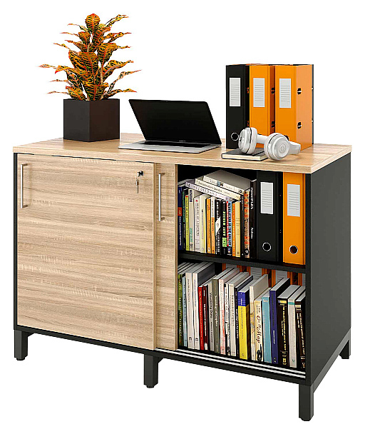 Локер ZAMM 2 полки МК 600 120х60х83,7 см фасад дуб Бардолино, корпус черный