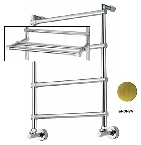 Полотенцесушитель водяной Margaroli Sole 442 Old BRASS с полкой, бронза