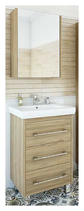 Гарнитур Sanflor Ларго 70 см, 3 предмета, напольный, с левост. зеркалом, швейцарский вяз