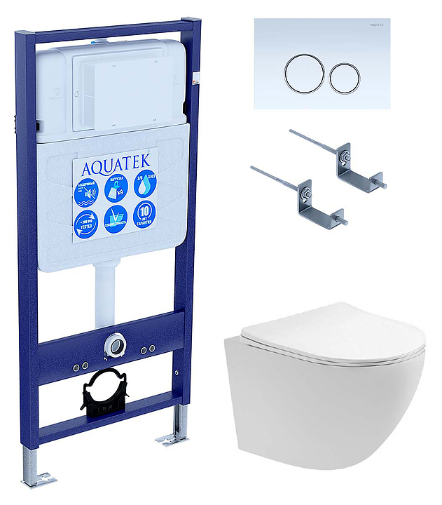 Унитаз подвесной с инсталляцией и сиденьем Aquatek SET ЕВРОПА T KDI15