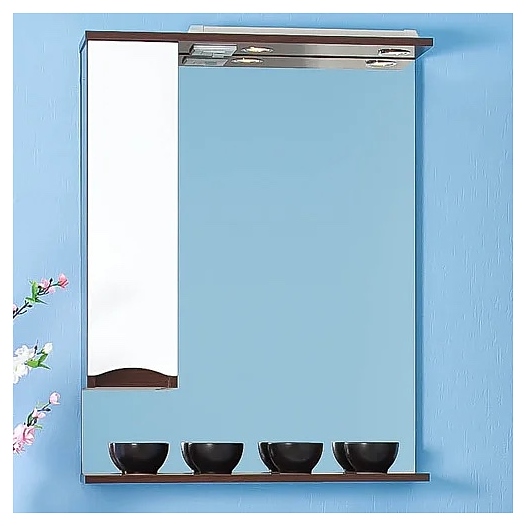 Зеркало БРИКЛАЕР Токио 80 78,4х86,4 см левое, с подсветкой, венге, белый глянец