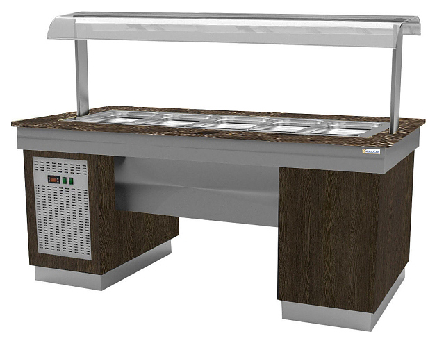 Прилавок охлаждаемый Gastrolux ПО-2010/5GN/SI Ясень Одесса