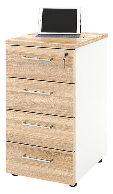 Тумба приставная ZAMM 4 ящика 41х80х74,5 см фасад дуб Бардолино, корпус белый