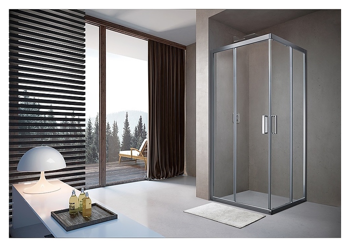 Уголок душевой Terminus Соренто 5ES90х90C 90х90х200 см, прозрачное стекло, профиль хром