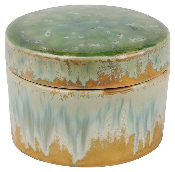 Емкость для подачи P.L. Proff Cuisine Green Malachite Box Frutti di Mare B240059410-2401C 210 мл d=10 см h=5,2/3,2 см с крышкой (керамика)