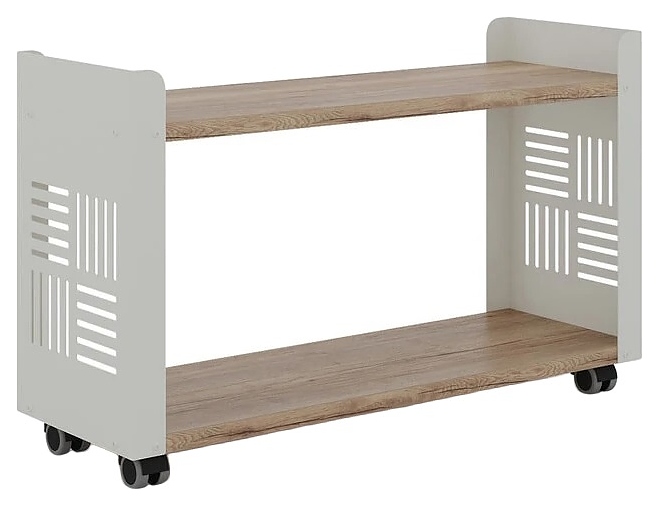 Стеллаж мобильный КОБОР SМ2-90/30 white/natural