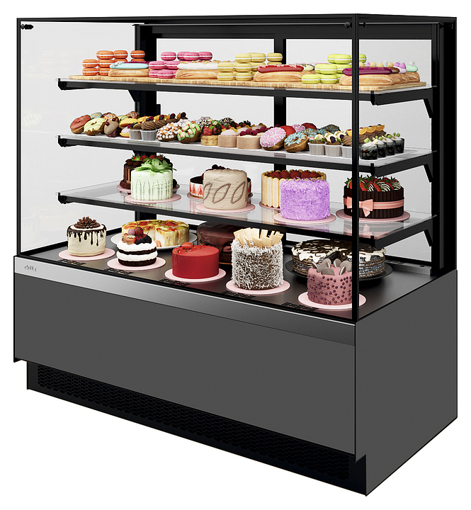 Витрина кондитерская Chilz VETE II KUB LUX 130 серый матовый, шлифованная нержавейка