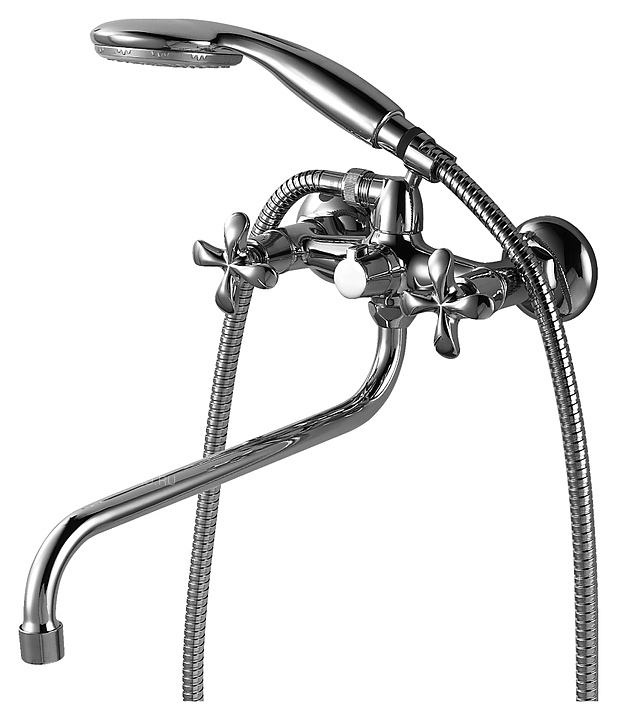 Смеситель для ванны и душа LEMARK Flora LM0151C универсальный, с круглым поворотным изливом, хром