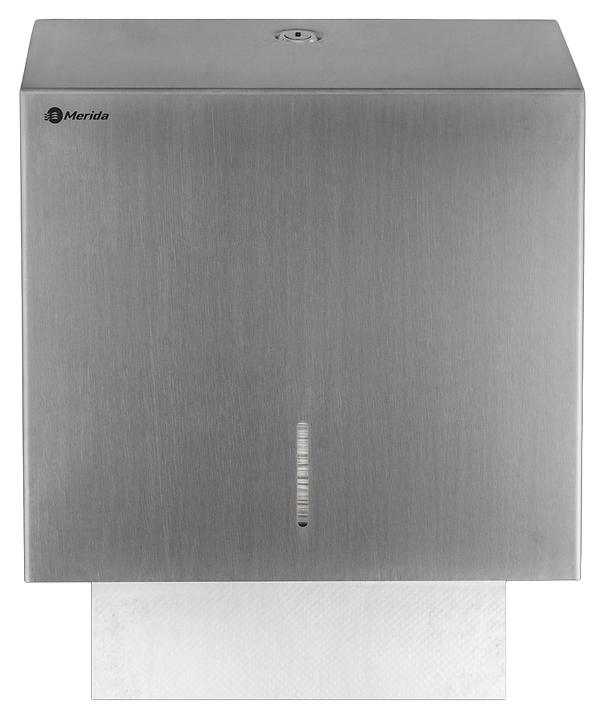 Диспенсер листовых бумажных полотенец Merida STELLA R MAXI ASM101.R V-сложение (нерж. сталь) матовая сталь
