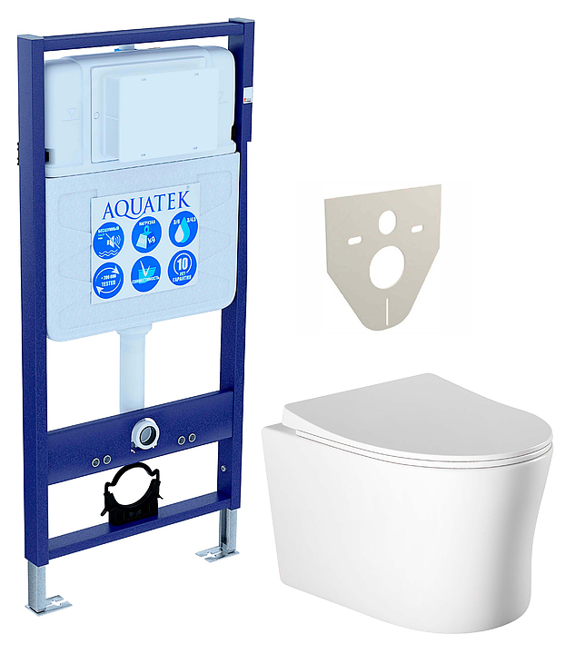 Унитаз подвесной с инсталляцией и сиденьем Aquatek SET НИКА