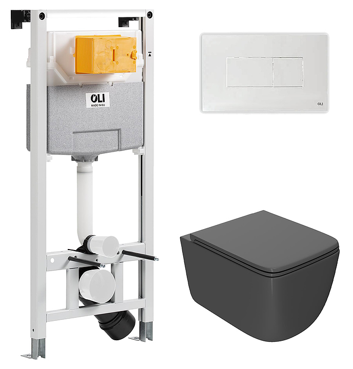 Унитаз подвесной с инсталляцией и панелью смыва OLI 120 ECO Sanitarblock pneumatic 879235pKA01+PN41831GM