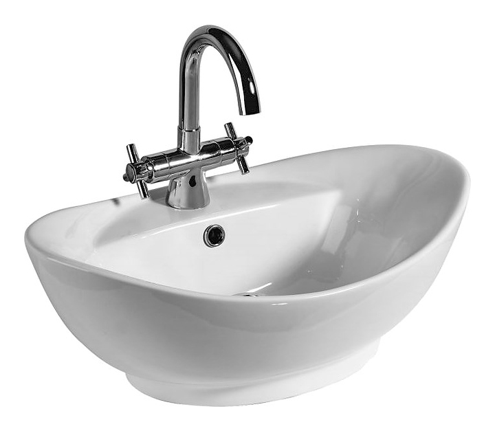 Раковина накладная Mira MR-8001 60х40 см, с отв. под смеситель, с переливом, керамика